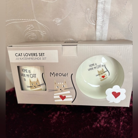 Cat Lovers Ceramic Bowl/Mug Set , NIB - Picture 1 of 9